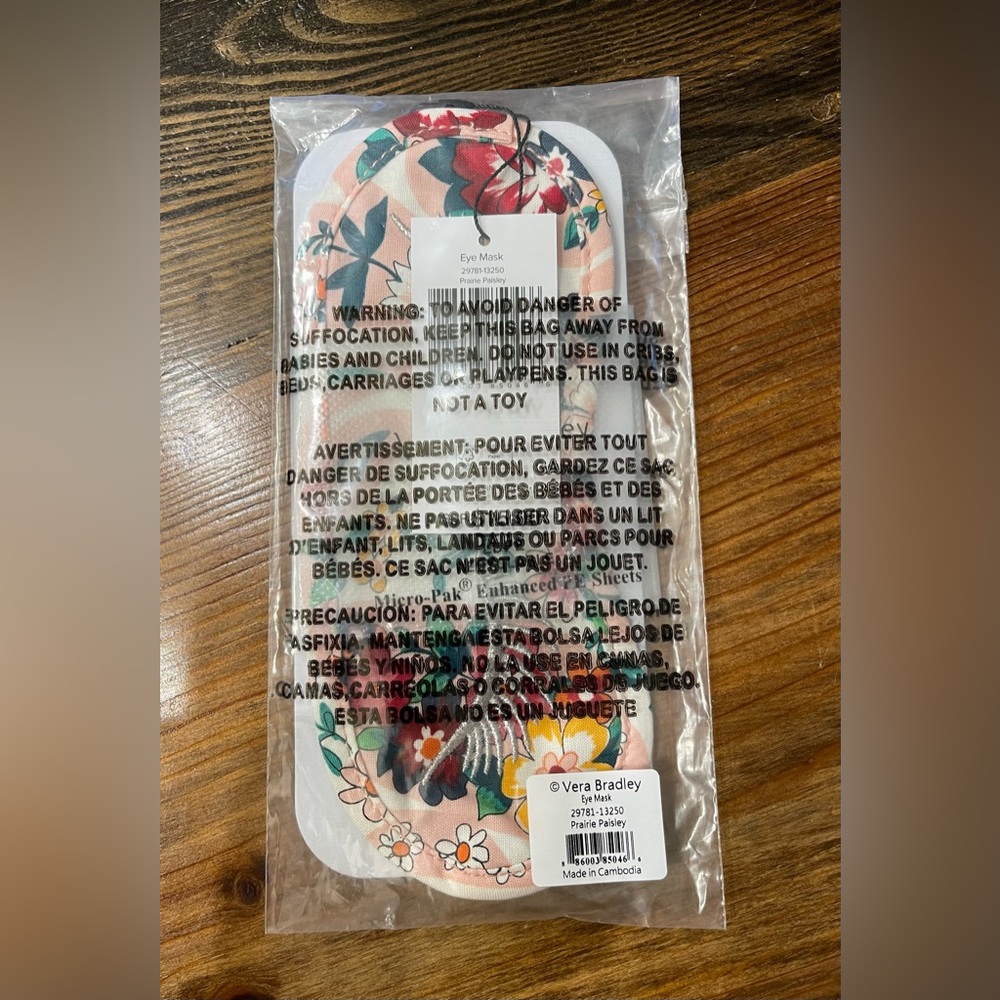 Vera Bradley Prairie Paisley eye mask.